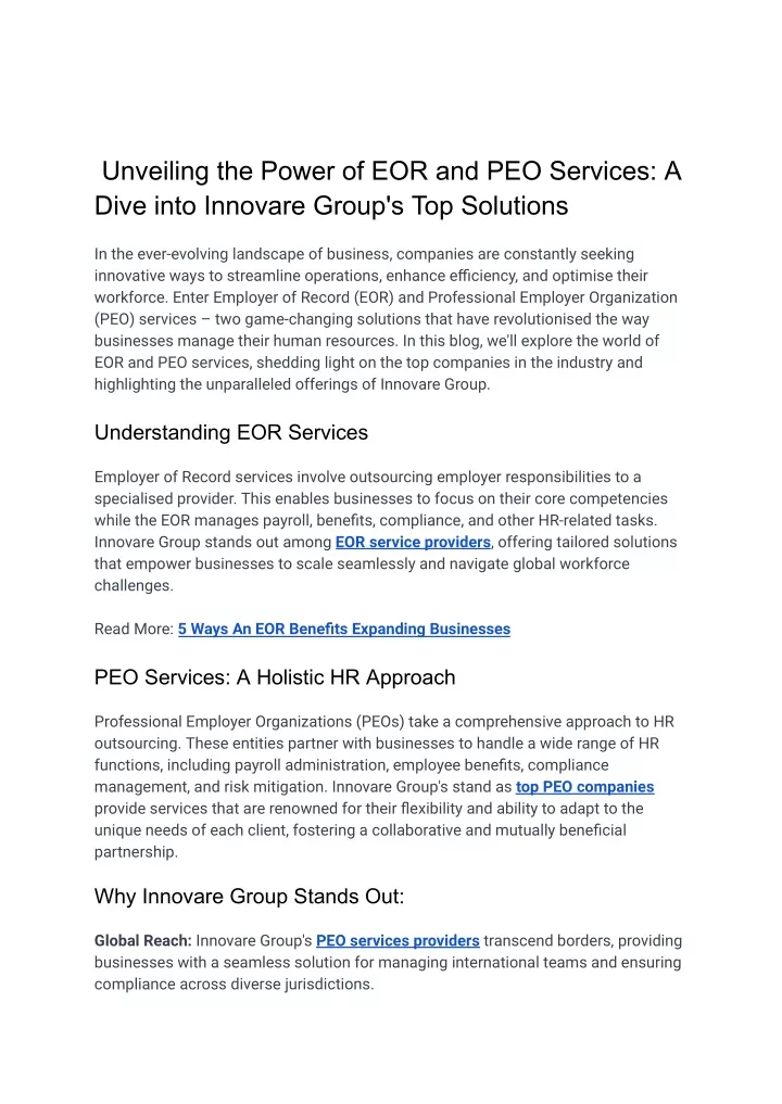 unveiling the power of eor and peo services
