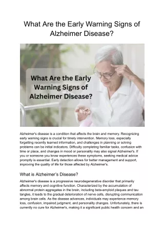 What Are the Early Warning Signs of Alzheimer's Disease
