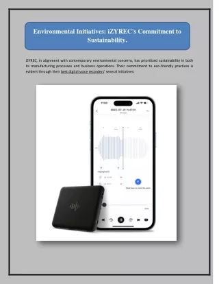 Environmental Initiatives: iZYREC's Commitment to Sustainability.