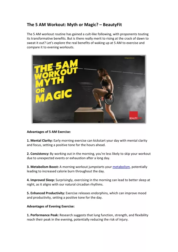 the 5 am workout myth or magic beautyfit