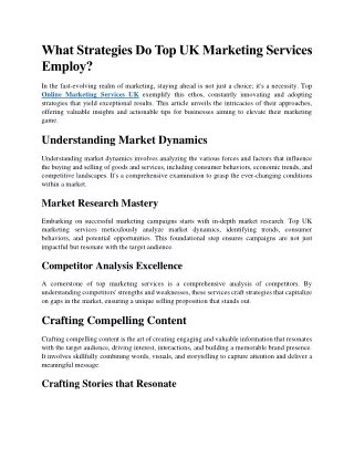 What Strategies Do Top UK Marketing Services Employ?