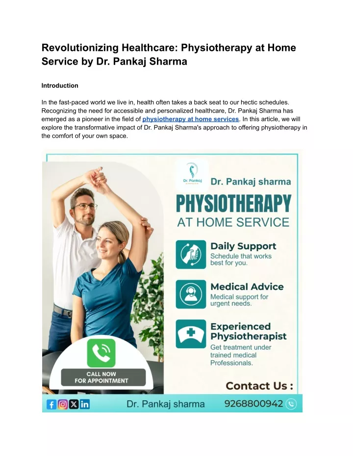 revolutionizing healthcare physiotherapy at home