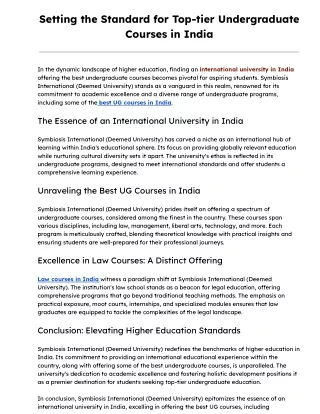 Setting the Standard for Top-tier Undergraduate Courses in India