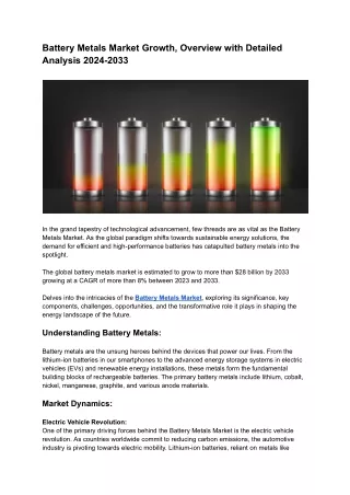 Powering the Future Navigating the Landscape of the Battery Metals Market