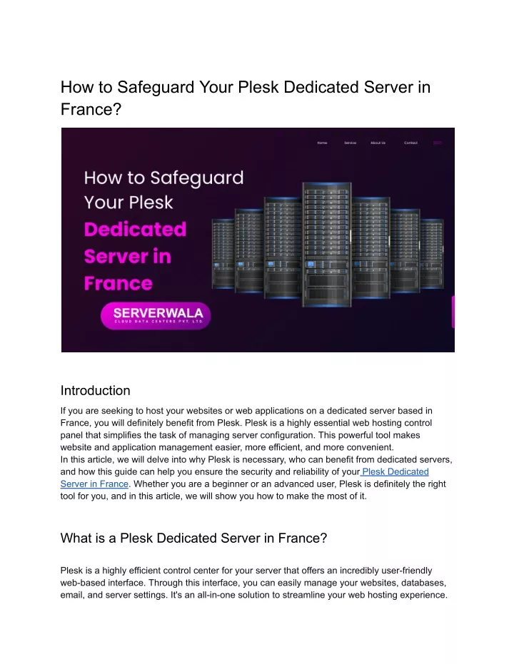 how to safeguard your plesk dedicated server