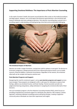 The Benefits of Post-Abortion Programs and Support: A Comprehensive Guide