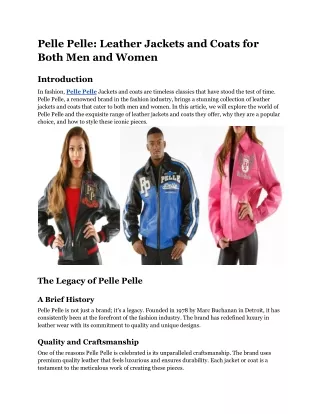 Pelle Pelle Leather Jackets and Coats for Both Men and Women 2024