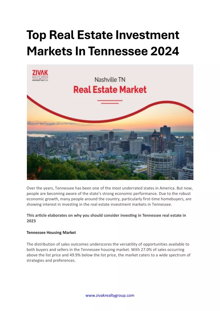 top real estate investment markets in tennessee