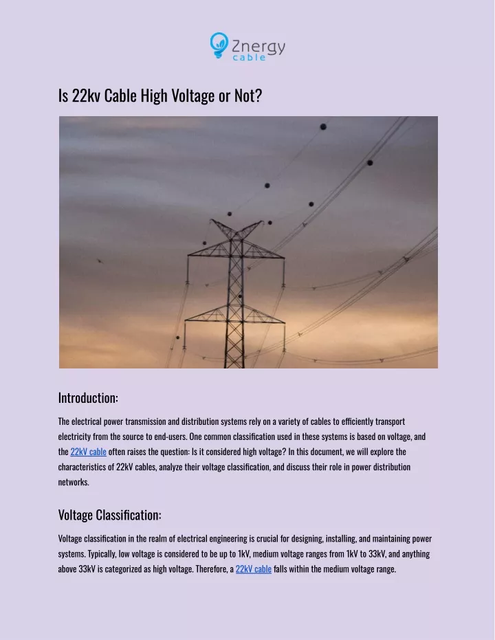 is 22kv cable high voltage or not