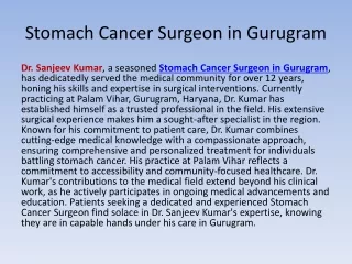 Stomach Cancer Surgeon in Gurugram