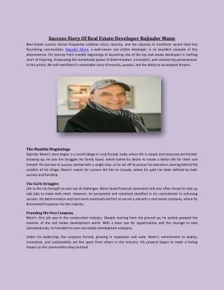 Success Story Of Real Estate Developer Rajinder Mann