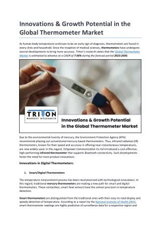 Innovations & Growth Potential in the Thermometer Market