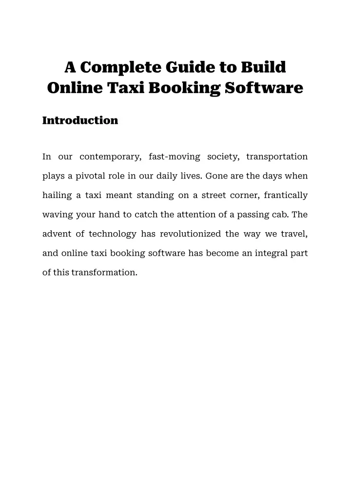 a complete guide to build online taxi booking