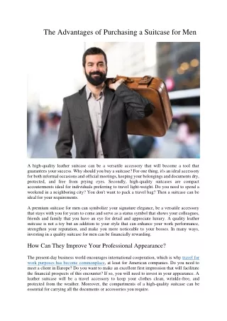 the advantages of purchasing a suitcase for men