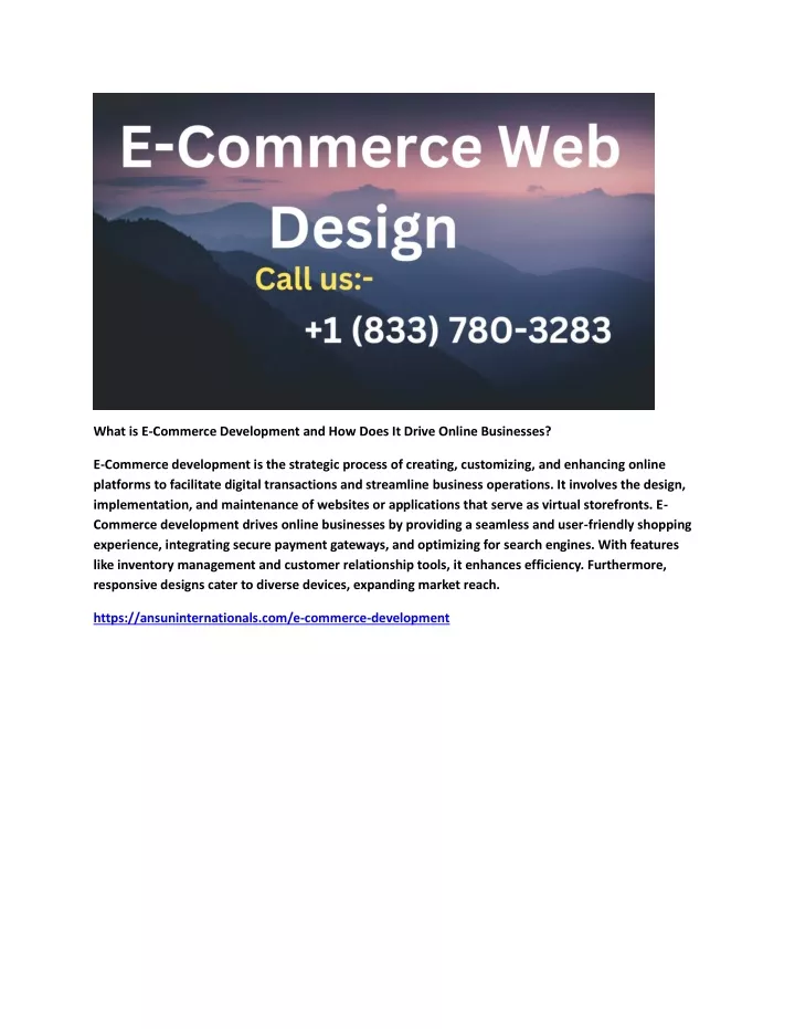 what is e commerce development and how does