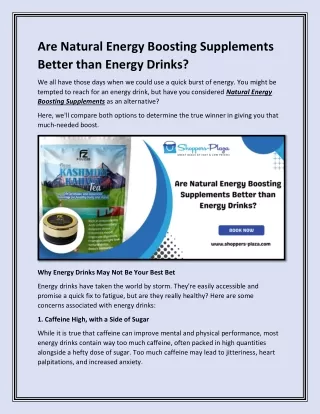 Are Natural Energy Boosting Supplements Better than Energy Drinks