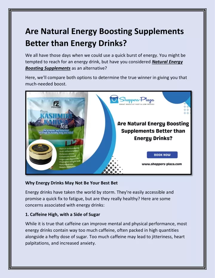 are natural energy boosting supplements better