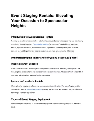 Event Staging Rentals