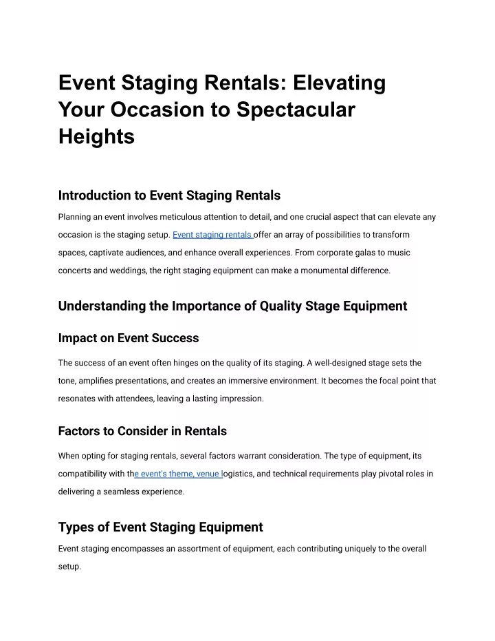 event staging rentals elevating your occasion