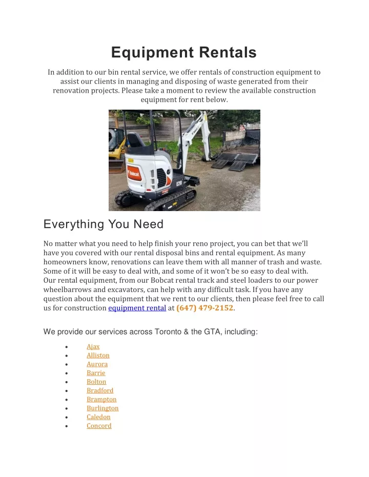 equipment rentals