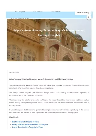 Jaipur's Amer Housing Scheme: Mayor's Inspection and Heritage Insights