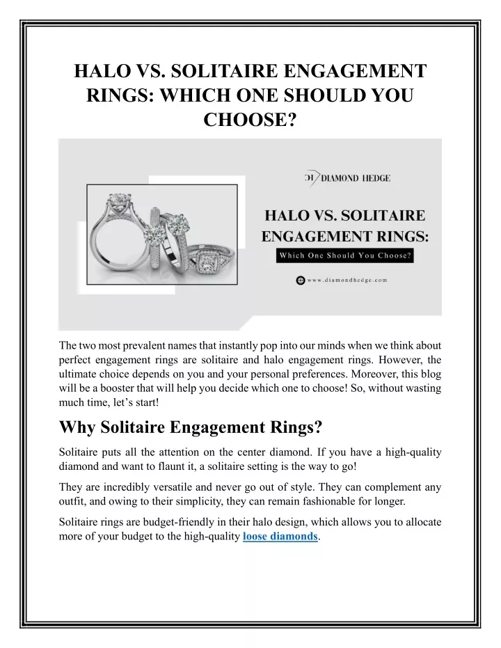 halo vs solitaire engagement rings which