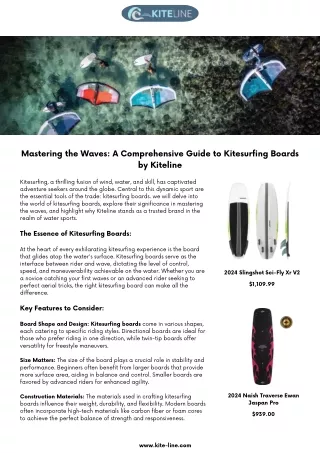 Mastering the Waves A Comprehensive Guide to Kitesurfing Boards by Kiteline
