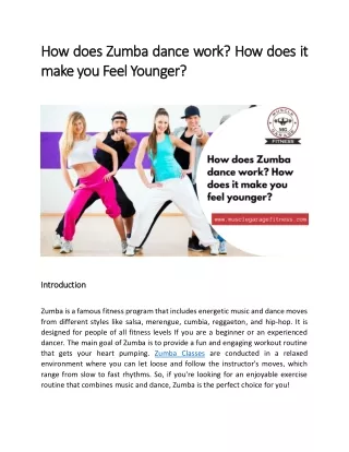 How does Zumba dance work How does it make you feel younger