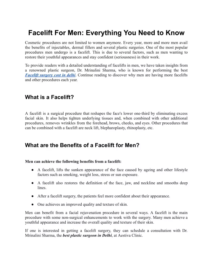 facelift for men everything you need to know