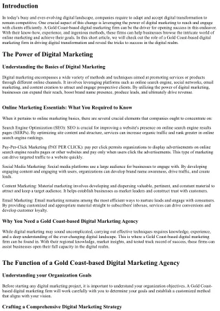 Digital Transformation: Unlocking Success with a Gold Coast-based Digital Market