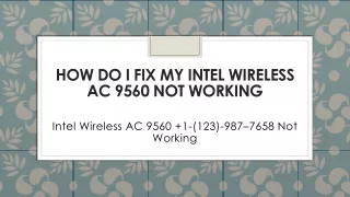 How Do I fix My Intel Wireless AC 9560 Not Working