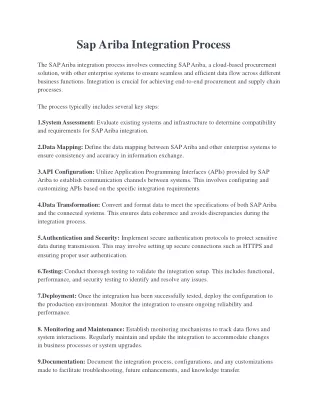Sap Ariba Integration Process