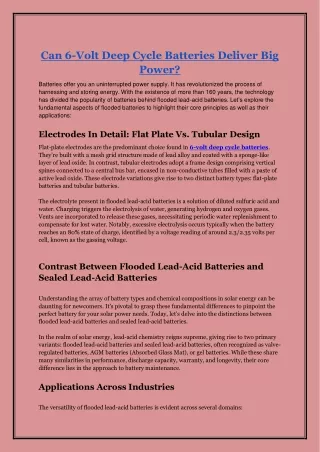 can 6 volt deep cycle batteries deliver big power