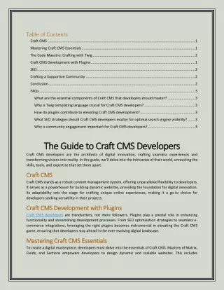 The Guide to Craft CMS Developers