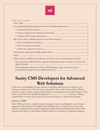Sanity CMS Developers for Advanced Web Solutions