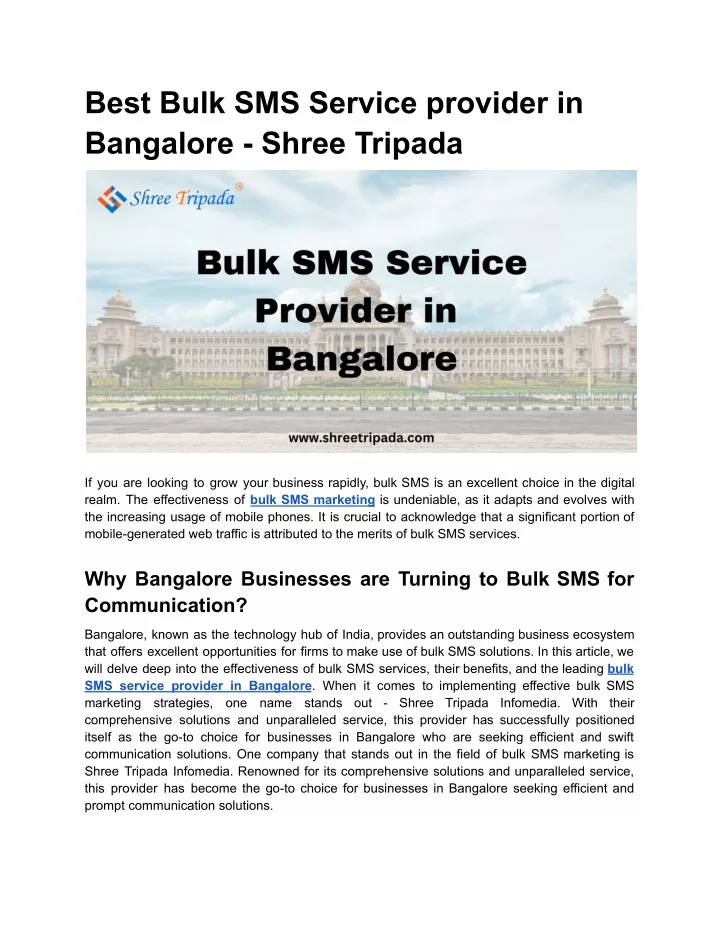 best bulk sms service provider in bangalore shree