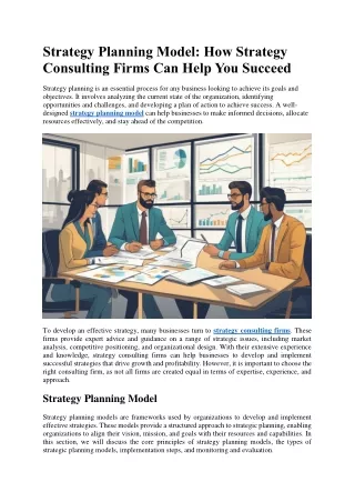 Strategy Planning Model How Strategy Consulting Firms Can Help You Succeed