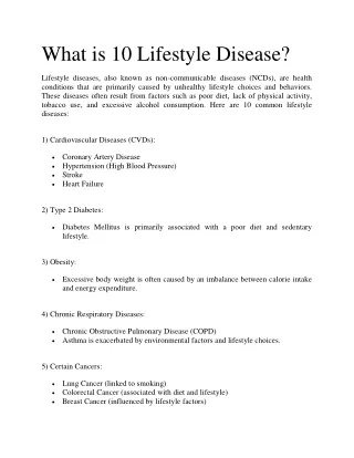What is 10 Lifestyle Disease?