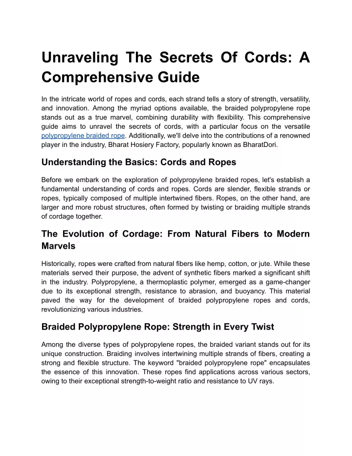 unraveling the secrets of cords a comprehensive