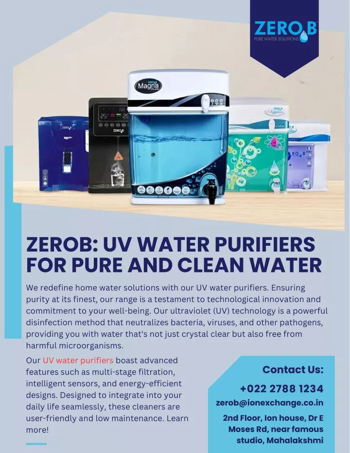 zerob uv water purifiers for pure and clean water