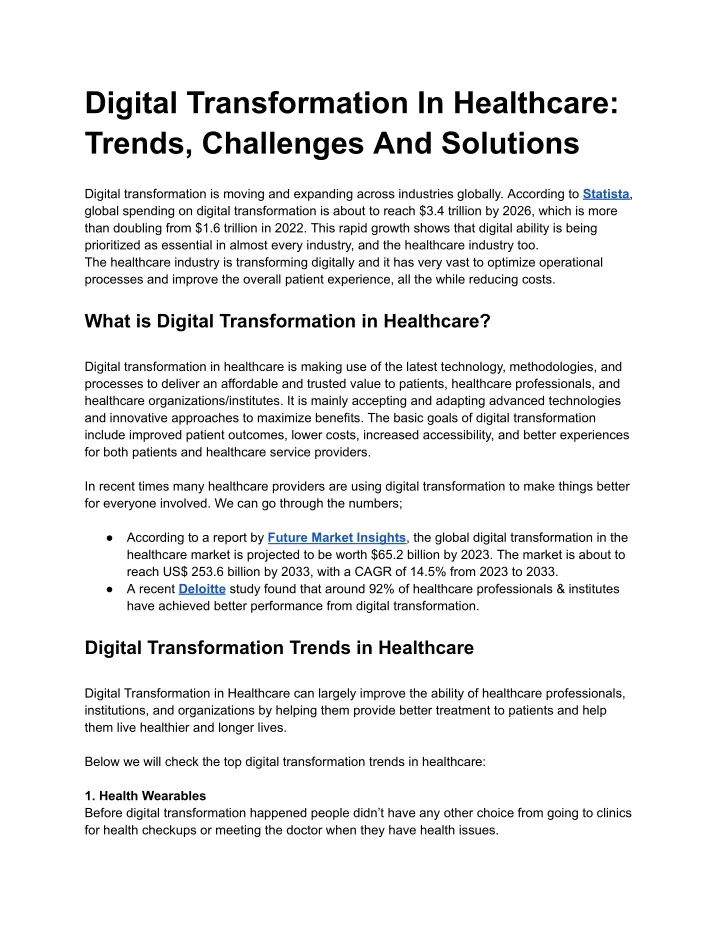 digital transformation in healthcare trends