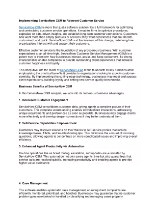 implementing servicenow csm to reinvent customer