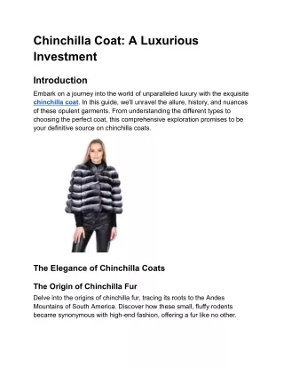 "Chic Luxury: Unveil Supreme Opulence with Our Chinchilla Fur Coats"