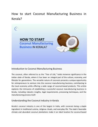 How to start Coconut Manufacturing Business in Kerala?