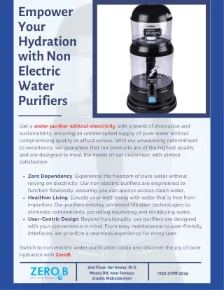 Empower Your Hydration with Non Electric Water Purifiers