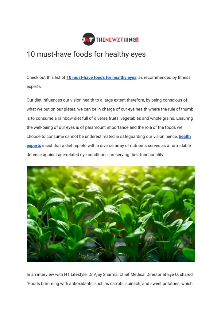 10 must have foods for healthy eyes
