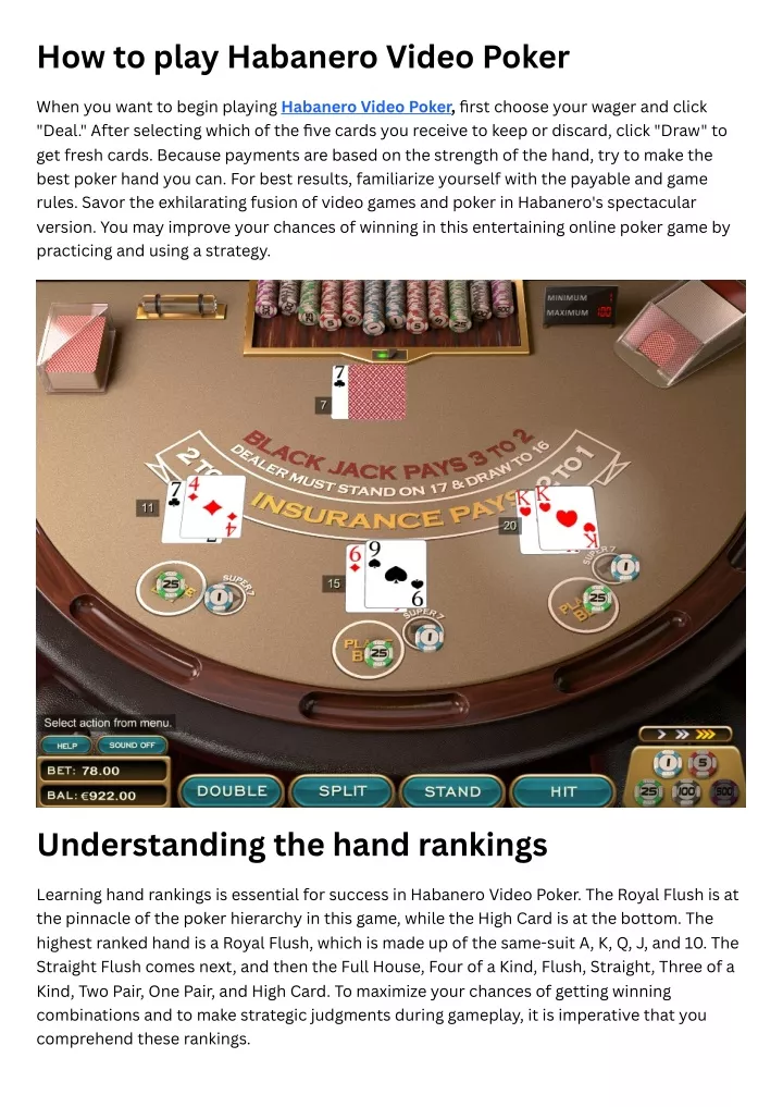 how to play habanero video poker