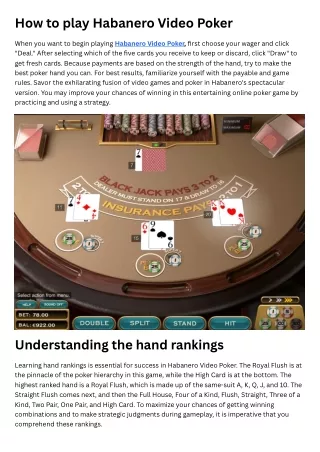 How to play Habanero Video Poker