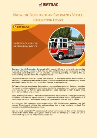 Know the Benefits of a Emergency Vehicle Preemption Device