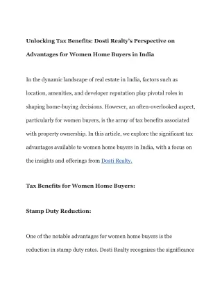 Unlocking Tax Benefits_ Dosti Realty’s Perspective on Advantages for Women Home Buyers in India